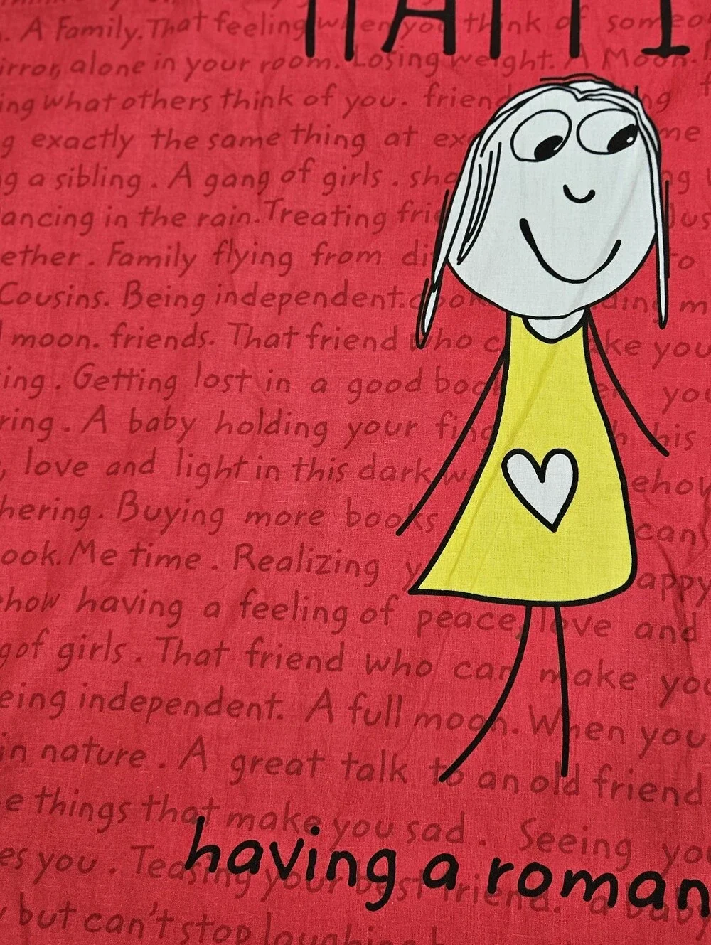 Lisa Swerling Happiness Is Red Romantic FULL Flat Sheet Cotton Portico NY Lazar
